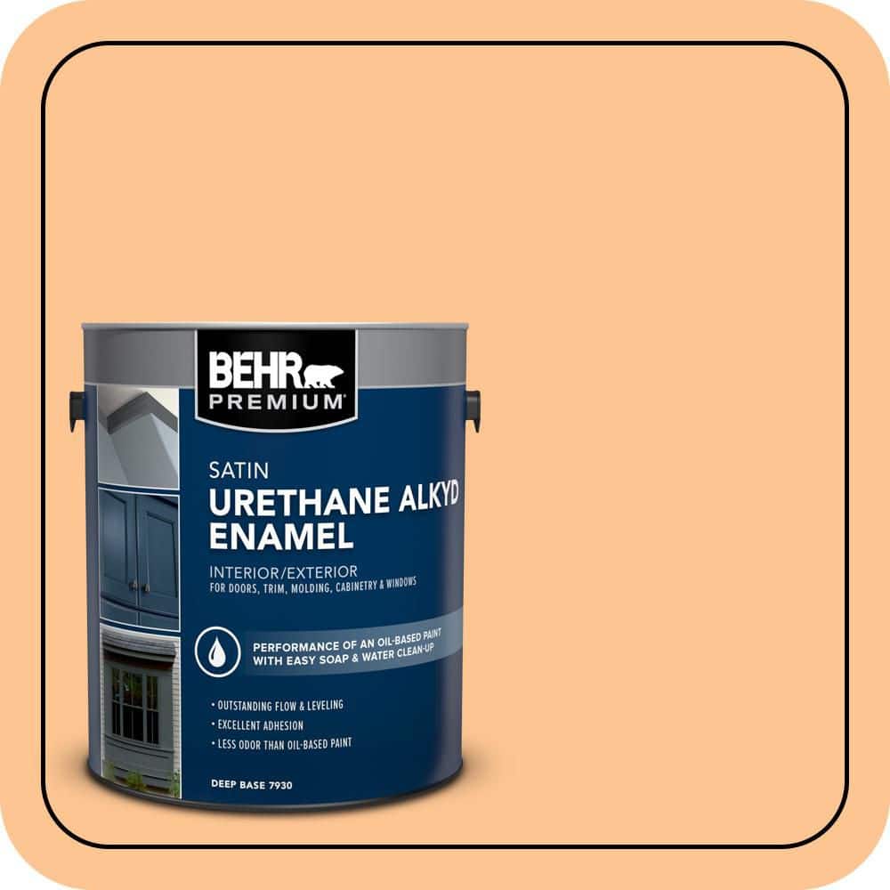 BEHR PREMIUM 1 gal. #P220-4 Dainty Apricot Urethane Alkyd Satin Enamel Interior/Exterior Paint