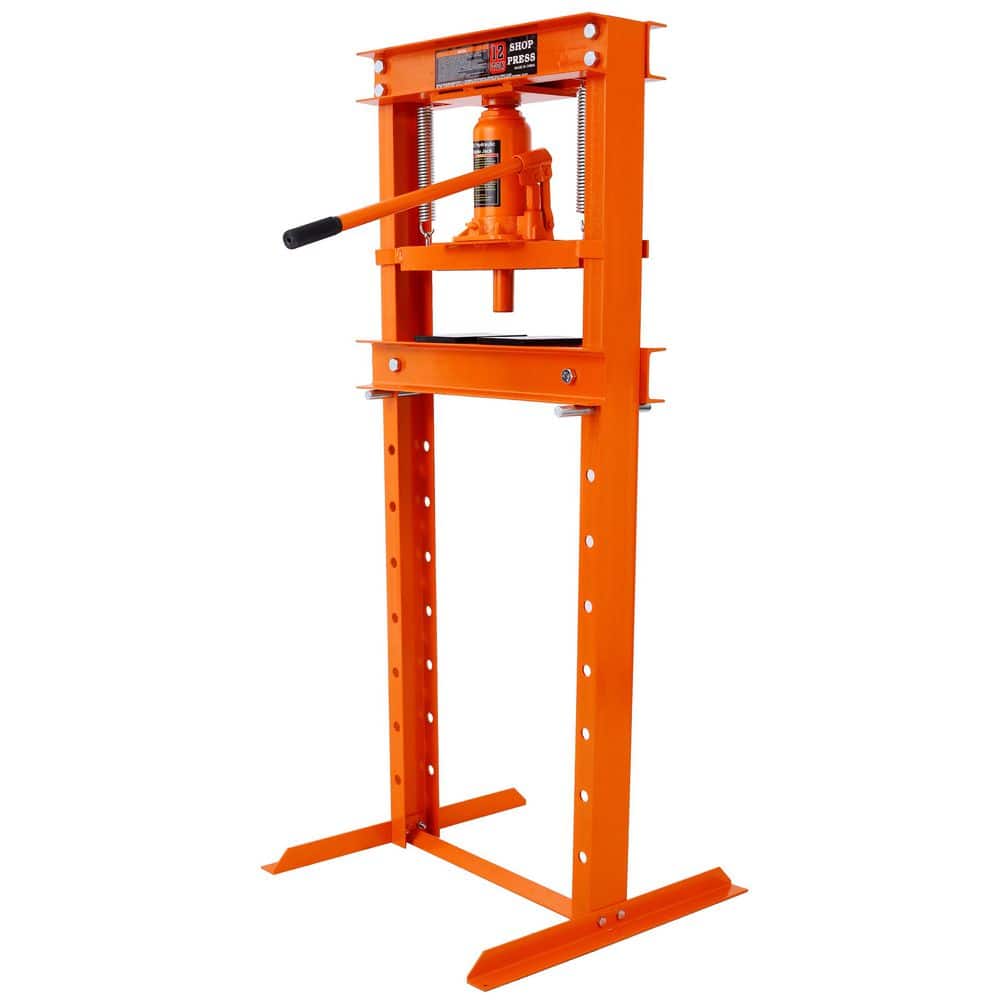 Tatayosi 12-Ton Steel H-Frame Garage Floor Press, Hydraulic Shop Press with Press Plates, Orange (1)