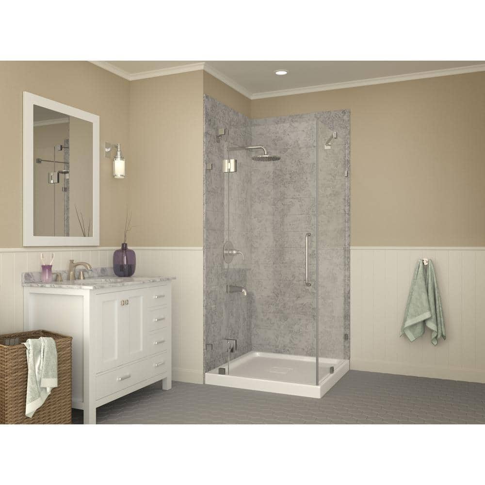 ANZZI Titan Base Series 36 in. L x 36 in. W Corner Shower Shower Pan Base with Center Drain in Glossy White Marine Acrylic (2)