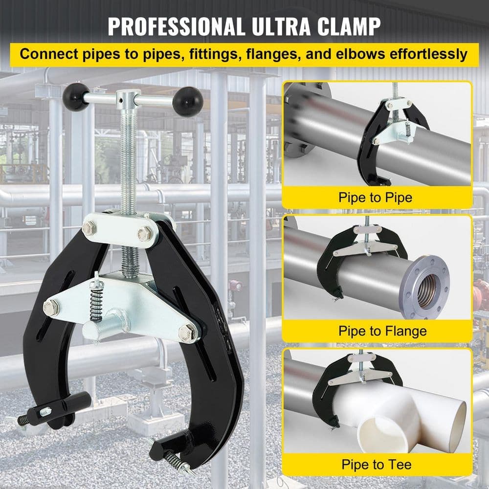 SKYSHALO Pipe Clamp 2 to 6 in. High Strength Ultra Clamp with Quick Acting Screws, Steel Pipe Alignment Tool Black (2)