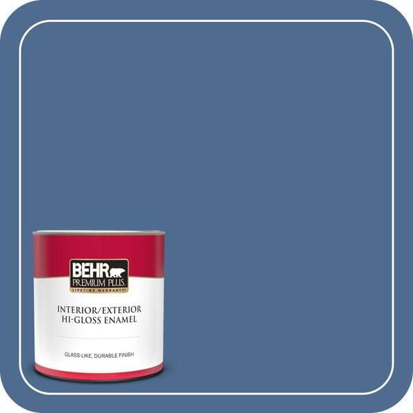 BEHR PREMIUM PLUS 1 qt. #590D-6 Wickford Bay Hi-Gloss Enamel Interior/Exterior Paint & Primer (2)