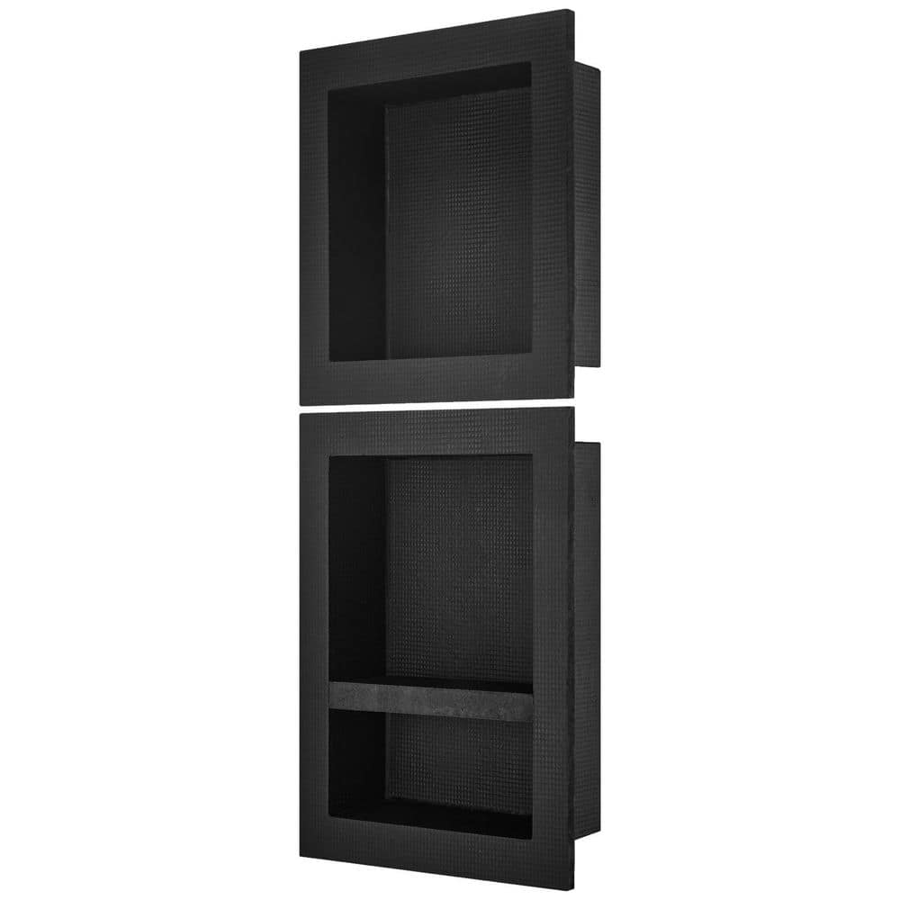 LIVIZA 12 in. W x 36 in. H x 4 in. D Plastic Recessed Shower Niche Shelf Organizer in Black (1)