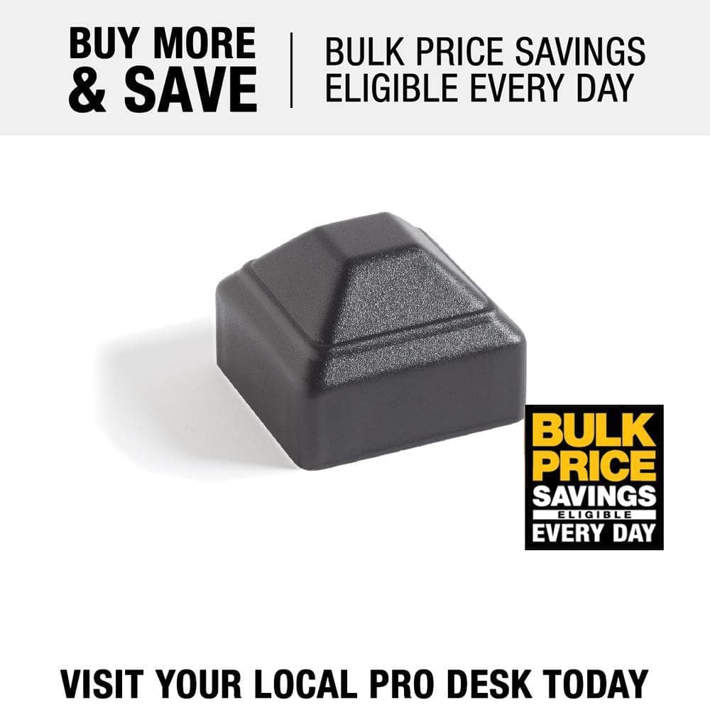 FORTRESS Fe26 2in. W x 2in. H Black Steel Pressed Dome Post Cap (2)