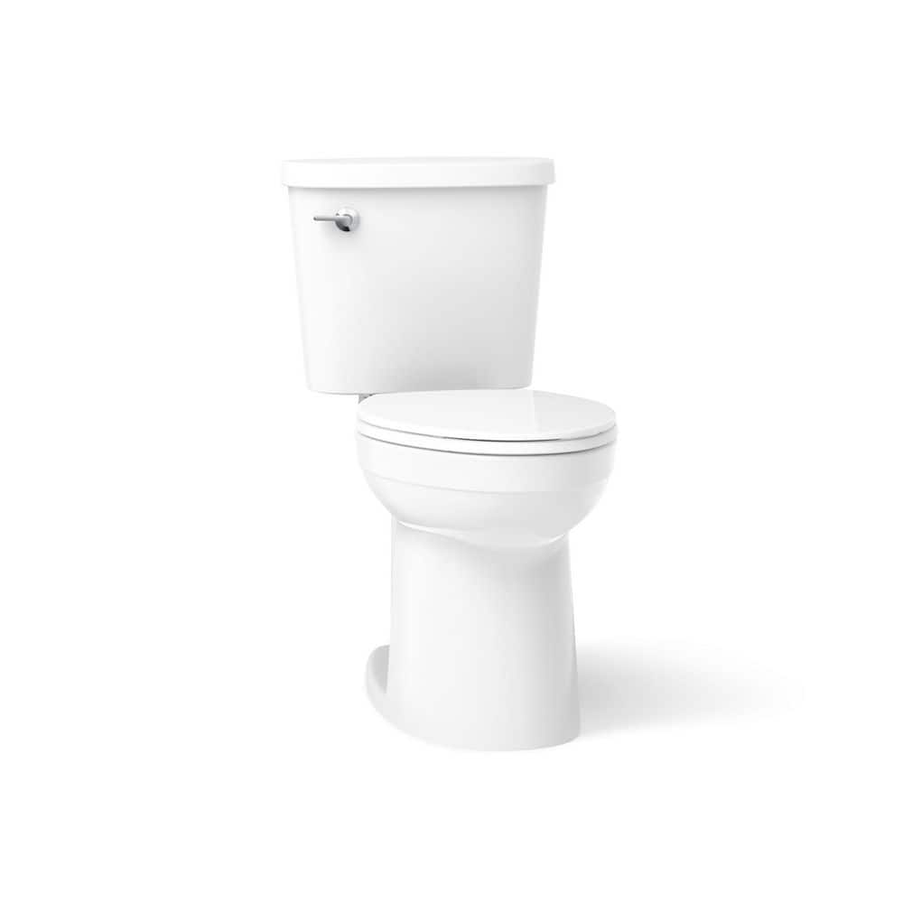 KOHLER Joist 2-Piece Complete Solution 1.28 GPF Single Flush Elongated Toilet in White (Seat Included)