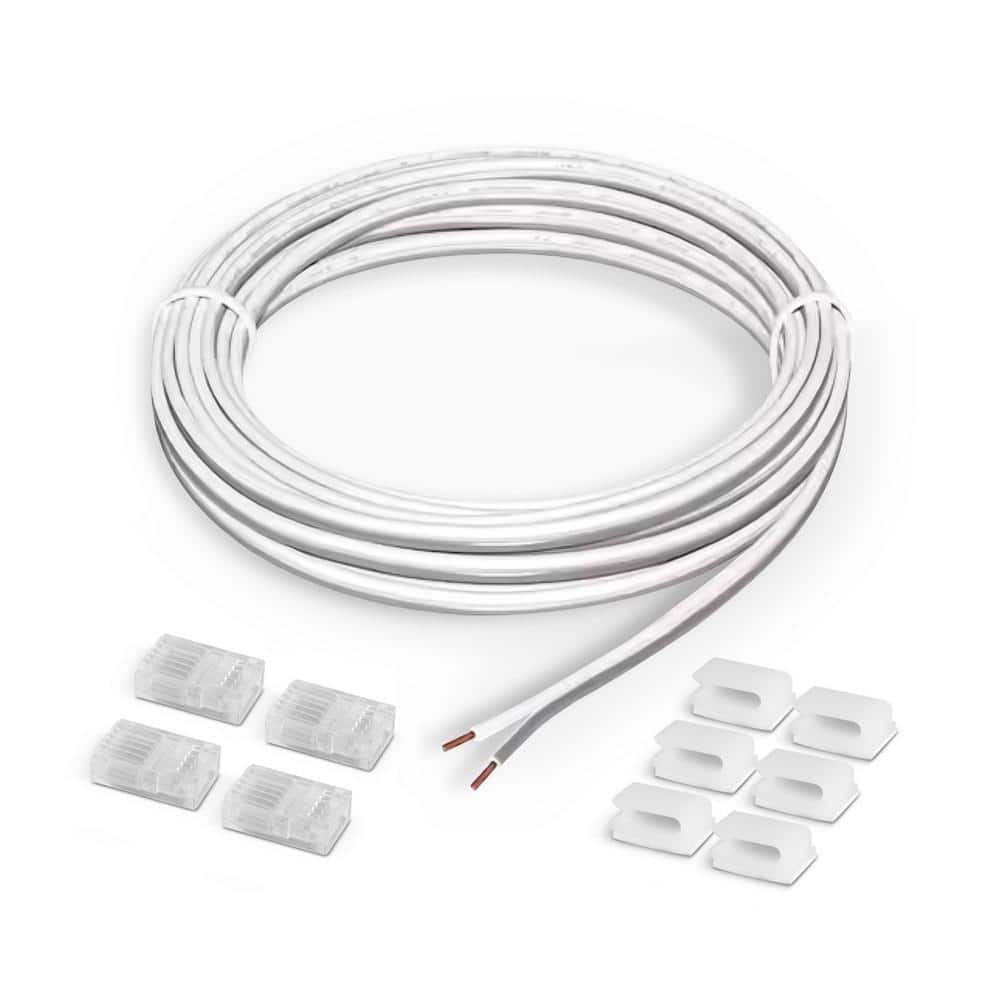 Commercial Electric 13 ft. White Connector Cord LED Strip Light Accessory Pack (4 Wire-to-Tape Connectors, 6 Wire Mounting Clips) (2)