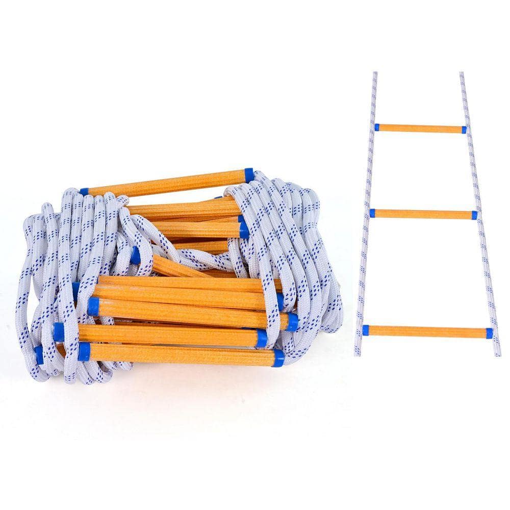 Unbranded 16.4 ft. 2-Story Emergency Fire Escape Ladder Flame Resistant with Hooks, Up to 2000 lbs.