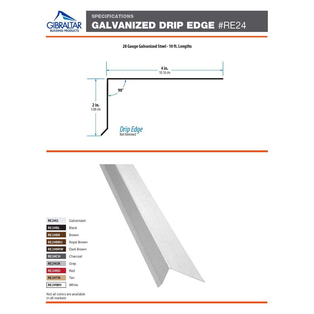 Gibraltar Building Products 2 in. x 4 in. x 10 ft. Roof Edge Flashing Charcoal (3)