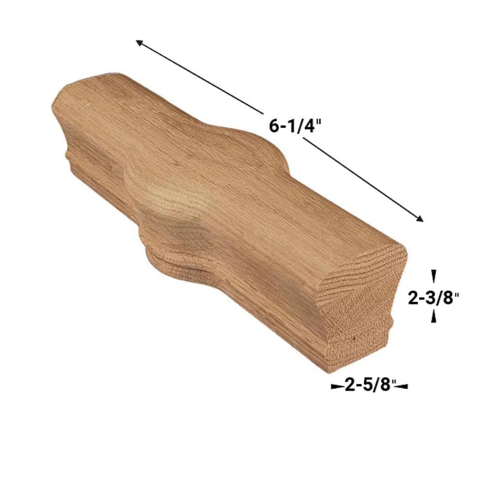 EVERMARK Stair Parts 7020 Unfinished Red Oak Tandem Post Cap Handrail Fitting (2)