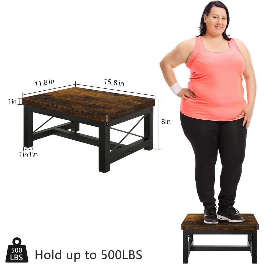 Unbranded Wooden Step Stool for Adults Heavy Duty Non-Slip Feet for High Bed Bedroom Living Room Kitchen Holds 500 lbs. (3)