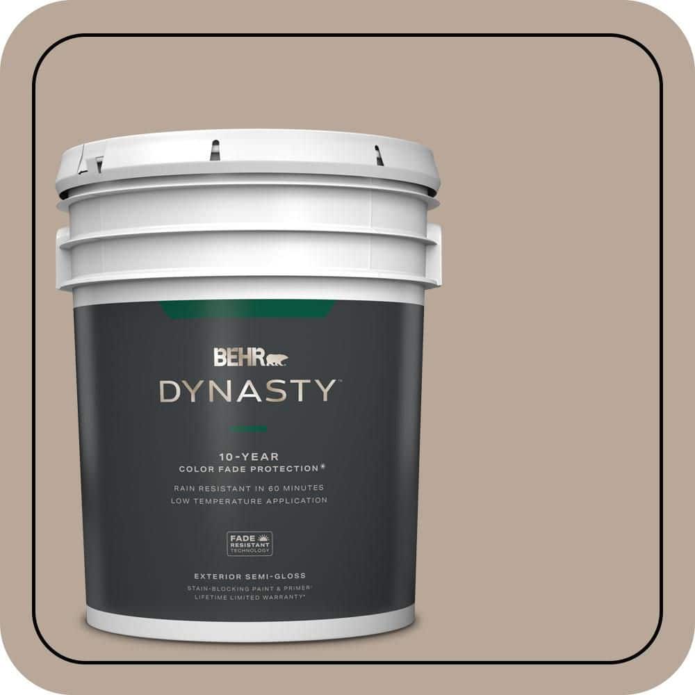 BEHR DYNASTY 5 gal. #PPU5-14 Mesa Taupe Semi-Gloss Enamel Exterior Stain-Blocking Paint & Primer