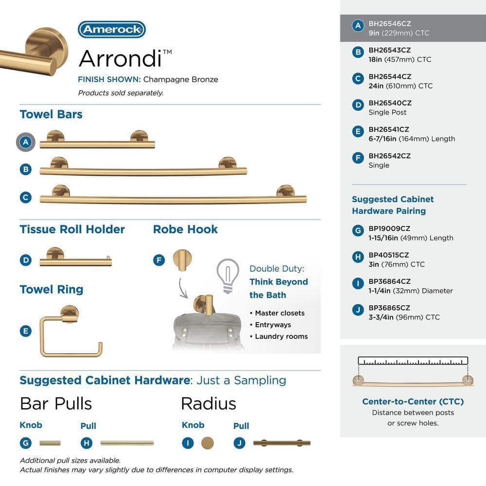 Amerock Arrondi (229 mm) L Towel Bar (4)