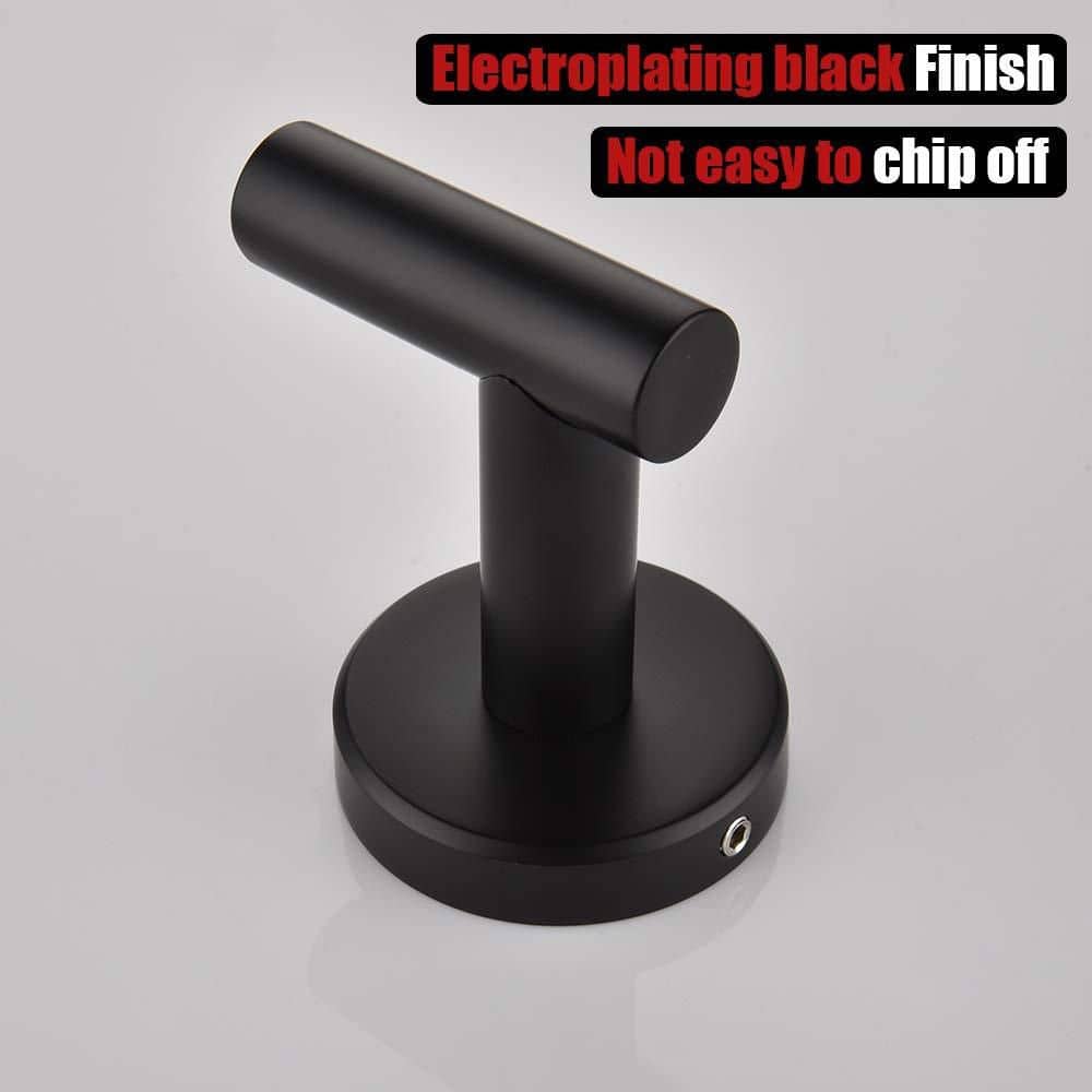 Unbranded 2 Pack Matte Black 304 Stainless Steel Single Square Robe Towel J-Hook Robe/Towel Hook Wall Mounted Drill In Mount Bath (3)