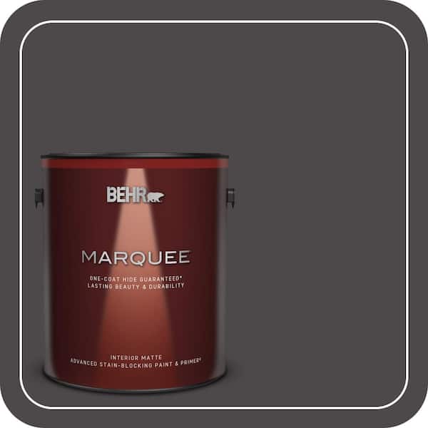 BEHR MARQUEE 1 gal. #N530-7 Private Black One-Coat Hide Matte Interior Paint & Primer (2)