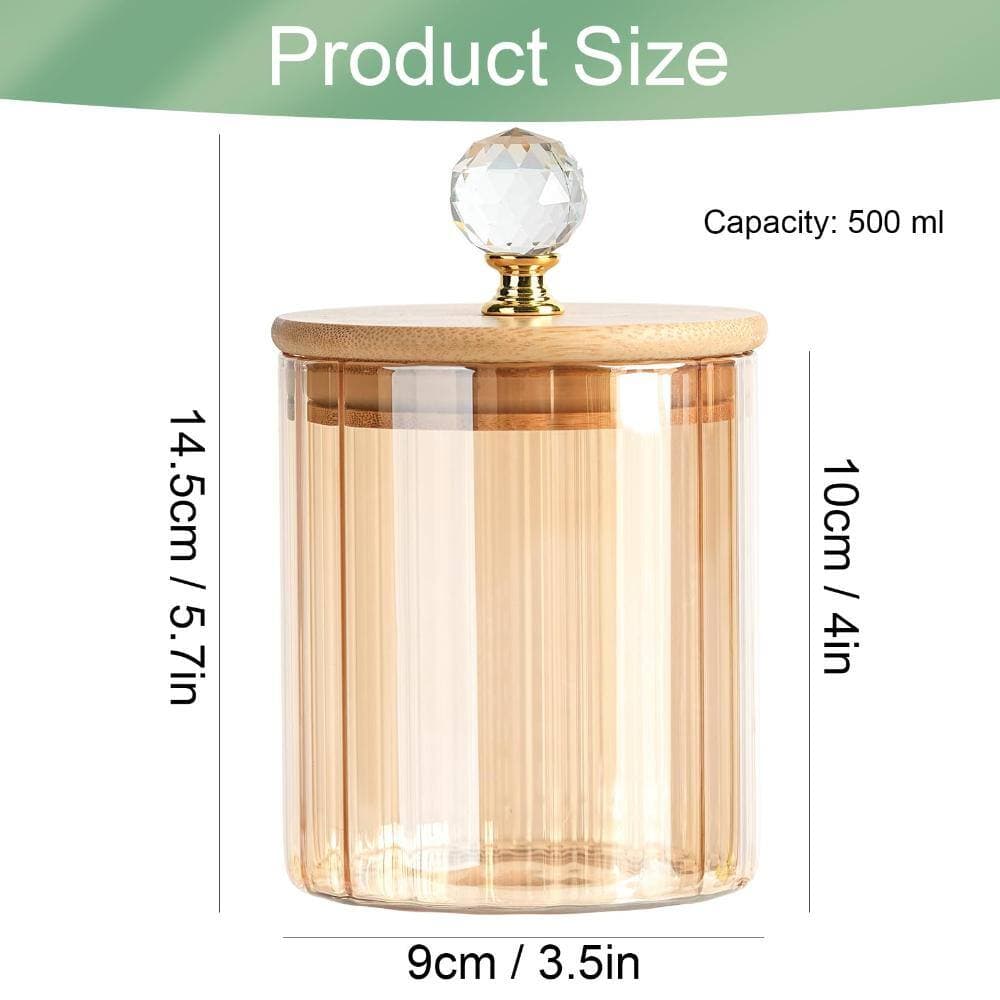 Unbranded Two Pack Amber Glass Qtip and Cotton Ball Canisters, 500ml, Vanity Bathroom Organizer Storage Jars Decor (3)