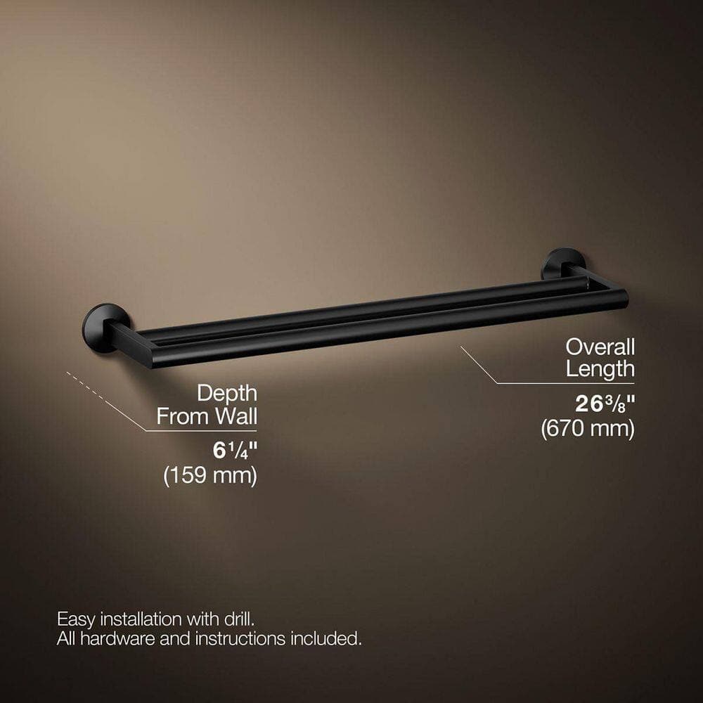 KOHLER Components 24 in. Wall Mounted Double Towel Bar in Matte Black (3)