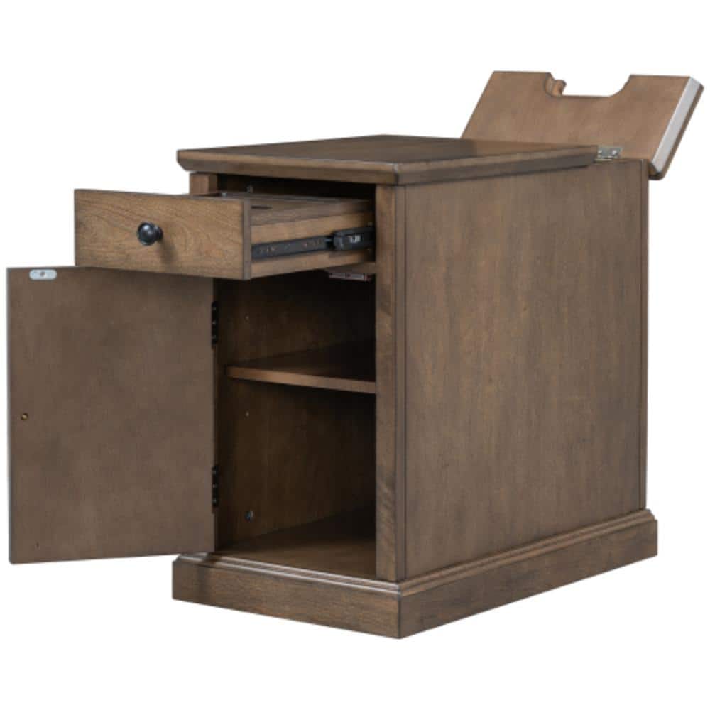 Unbranded 14.2 in. W x 24 in. D x 21.9 in. H Bathroom Brown Linen Cabinet (1)