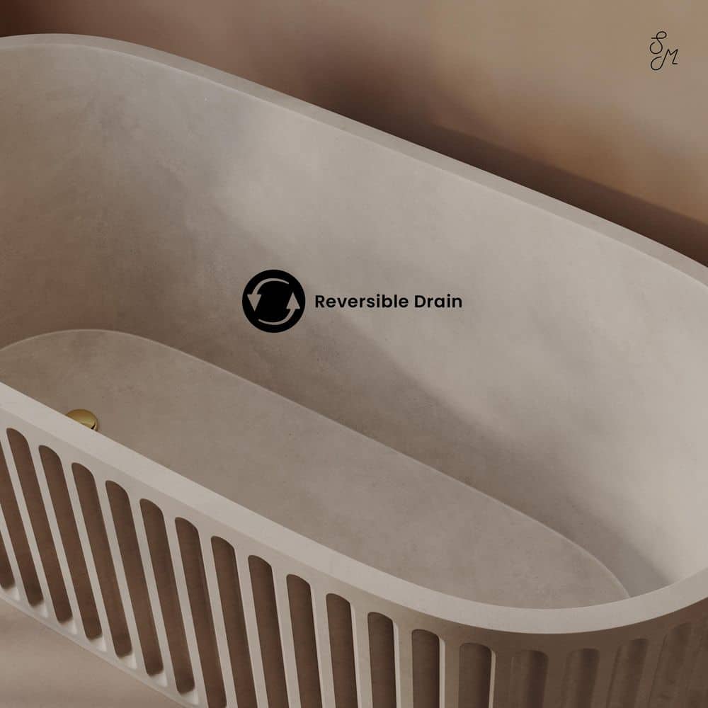 Swiss Madison Delice 67" Freestanding Concrete Bathtub in Sand, Drain Included (3)