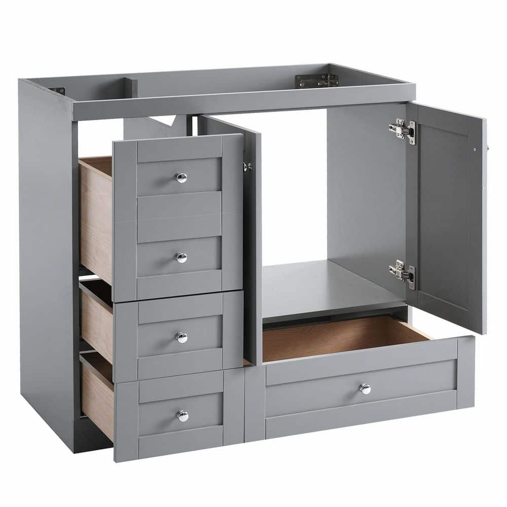 Virubi 35 in. Freestanding Bath Vanity Cabinet without Top in Gray with Soft-Close Doors and 4 Drawers on the Left Side (2)