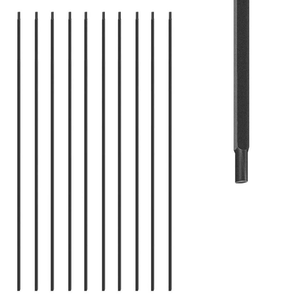 Afoxsos 45.5 in. H x 4 in. W Satin Black Wrought Iron Stair Railing Kit Spindles Indoor 15-Pack Aluminum (1)