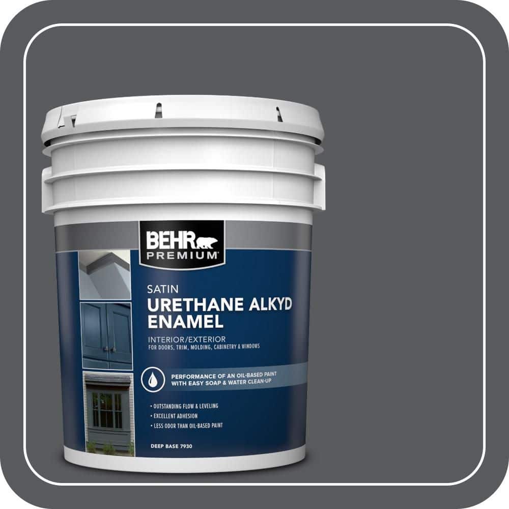 BEHR PREMIUM 5 gal. #AE-53 Midnite Hour Urethane Alkyd Satin Enamel Interior/Exterior Paint