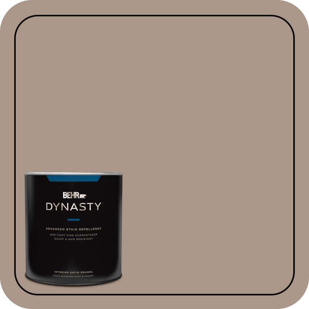 BEHR DYNASTY 1 qt. #N230-4 Chic Taupe One-Coat Hide Satin Enamel Interior Stain-Blocking Paint and Primer