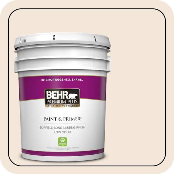 BEHR PREMIUM PLUS 5 gal. #PPU3-04 Ballet White Eggshell Enamel Low Odor Interior Paint & Primer (2)