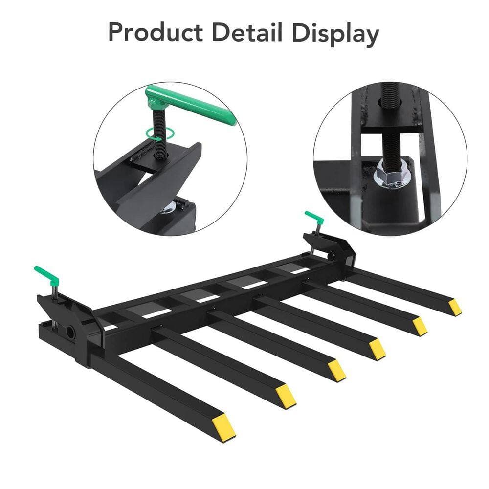 Garvee 58" Clamp on Debris Forks for Tractor Bucket, Heavy Duty 4000lbs Clamp on Pallet Forks Bucket, Efficient Clean-up (3)