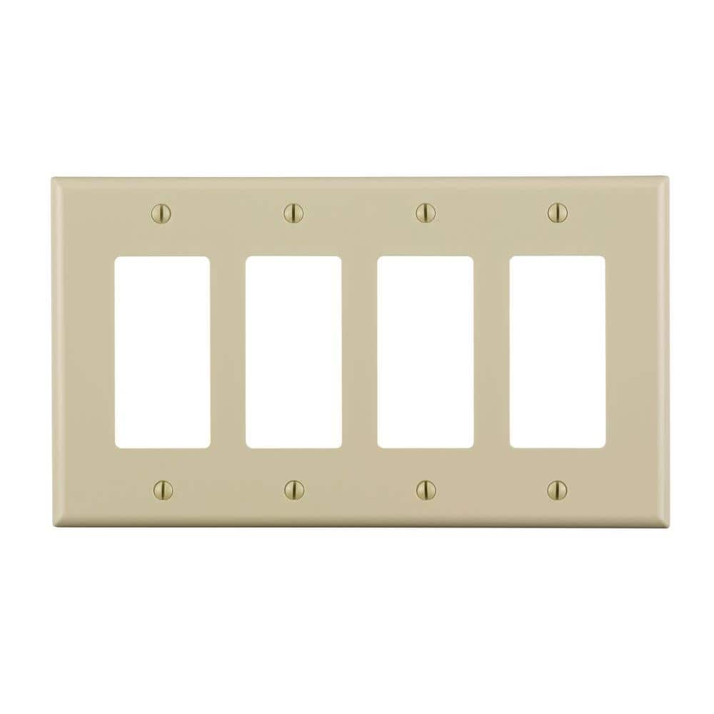 Leviton 4-Gang Ivory Decora/Rocker Nylon Midway/Midsize Wall Plate (1-Pack) PJ264-I