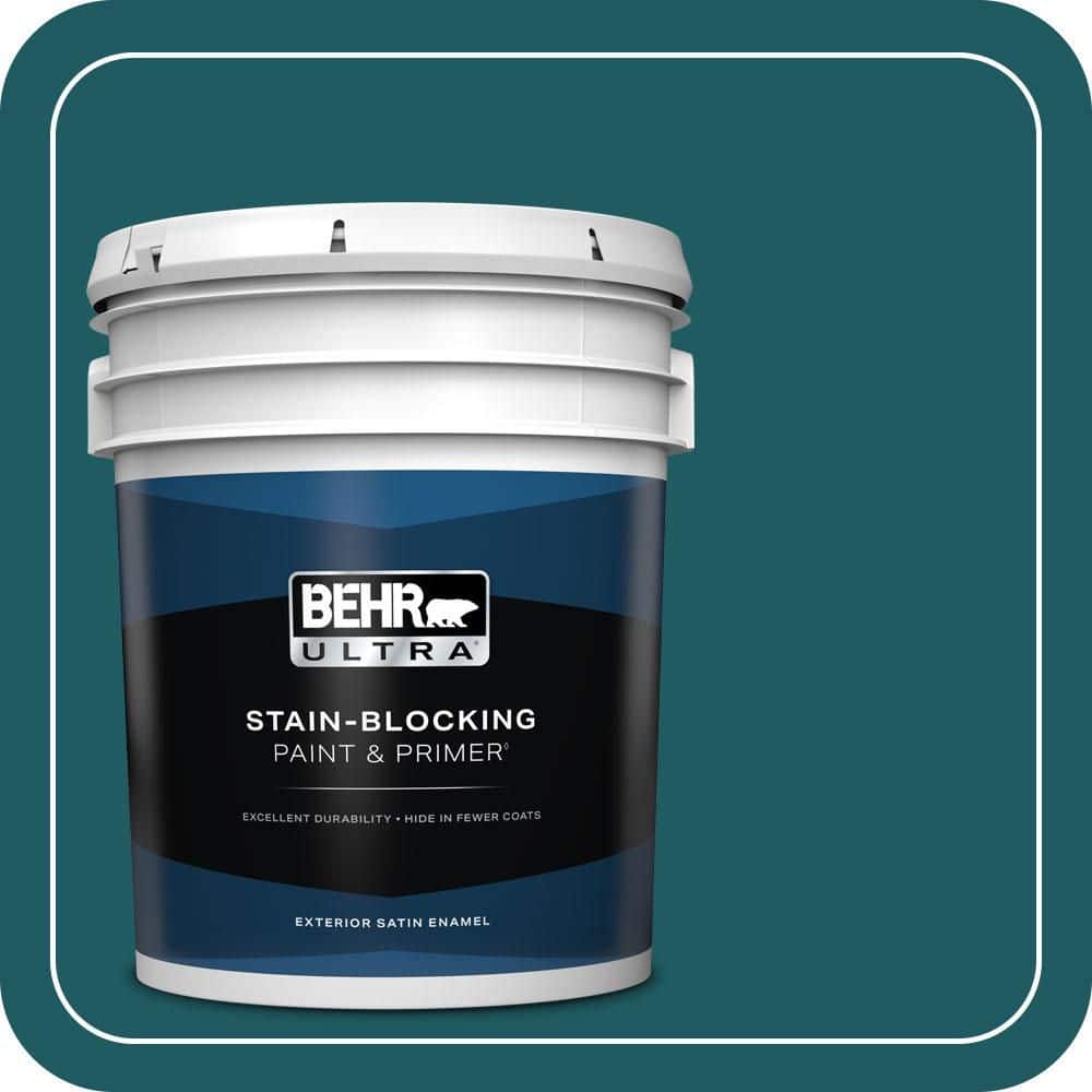 BEHR ULTRA 5 gal. #S-H-510 Moonlit Pool Satin Enamel Exterior Paint & Primer