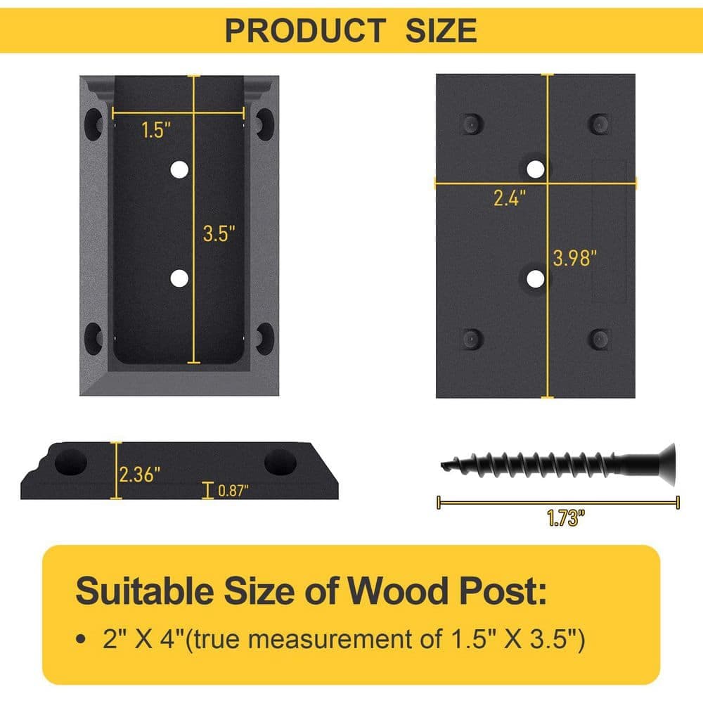 NVNOO 2 in. x 4 in. Deck Railing Bracket Connectors with 120-Pieces Coating Screws for Wood Lumber Fence Post (20-Pack) (2)