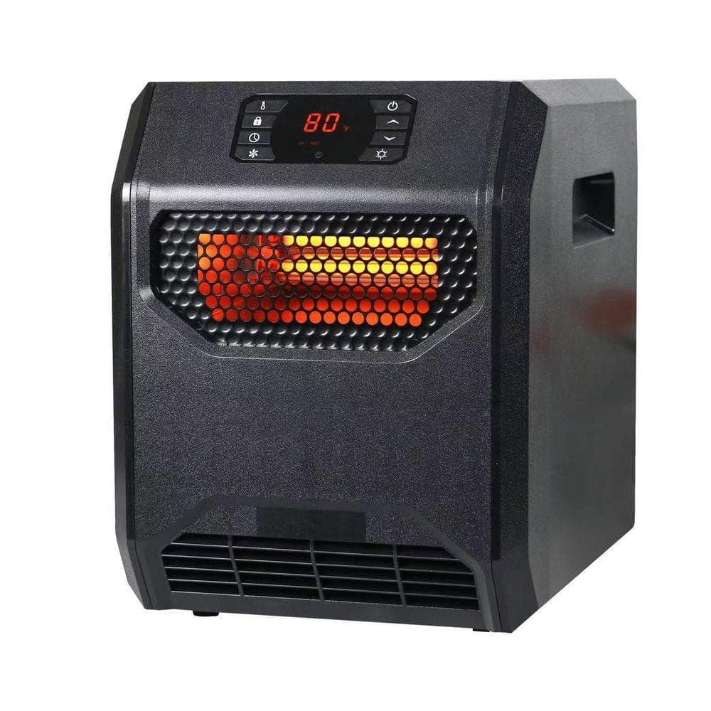 Edendirect 1500-Watt Black 4 element infrared wood heater with Timer, LED Display, Child Lock