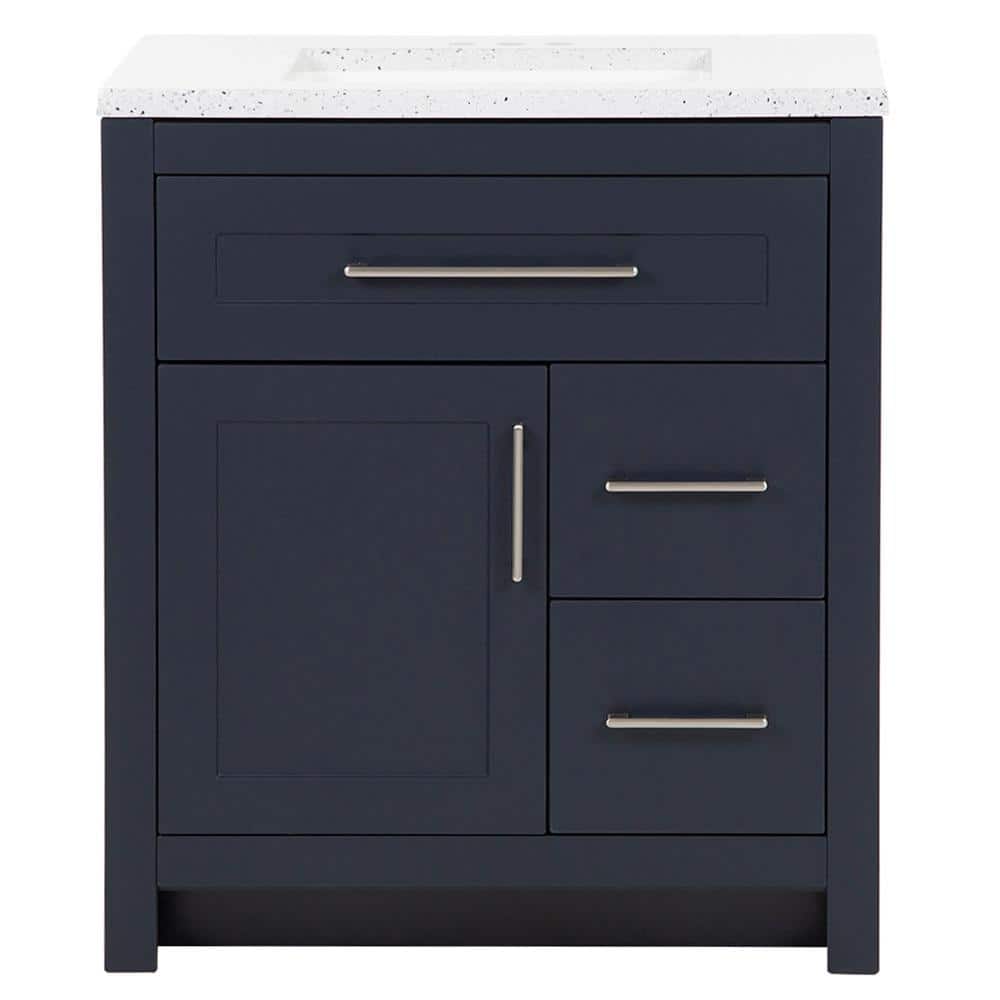 Home Decorators Collection Clady 31 in. Single Sink Deep Blue Bath Vanity with Silver Ash Cultured Marble Top (Assembled) (3)