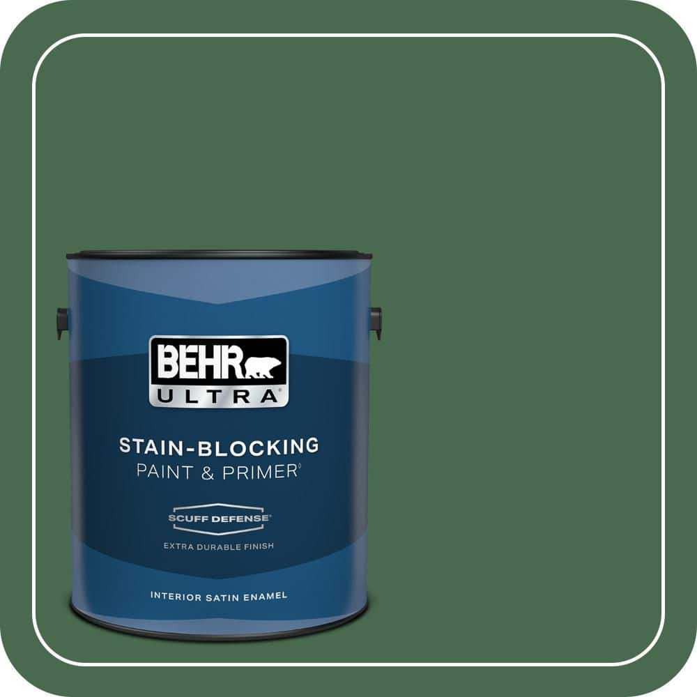 BEHR ULTRA 1 gal. #460D-7 Sabal Palm Extra Durable Satin Enamel Interior Paint & Primer (1)