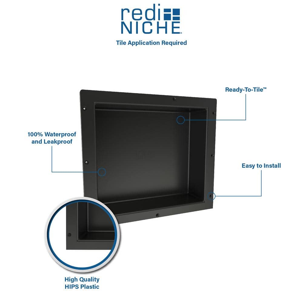 Tile Redi Redi Niche 48 in. x 14 in. Triple Shower Niche Set in Black (2)