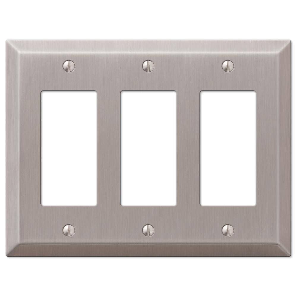 AMERELLE Metallic 3 Gang Rocker Steel Wall Plate - Brushed Nickel
