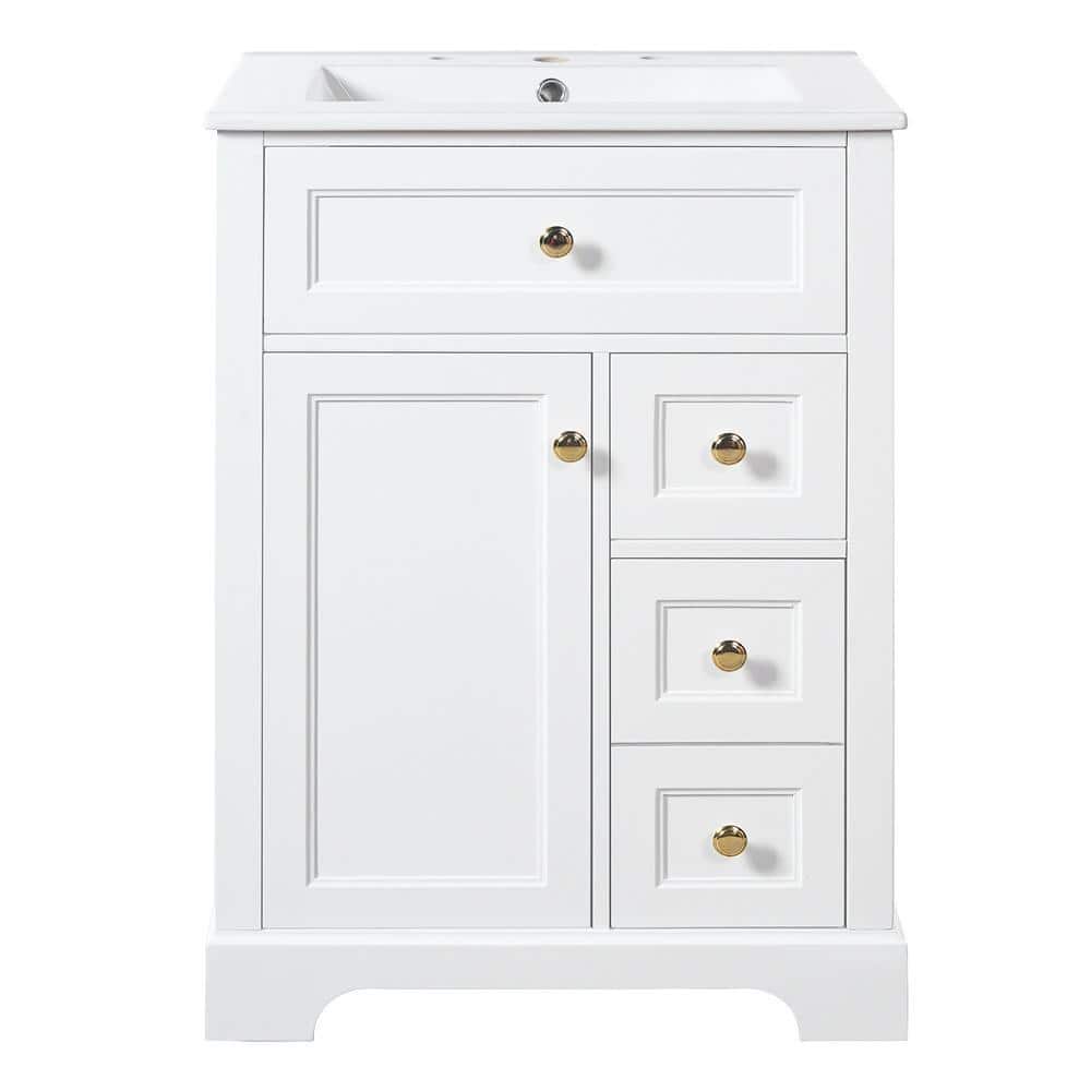 Zeus & Ruta 24 in. Bath Vanity Cabinet without Top in White Assembled with 2-Tier Door Storage Rack (1)