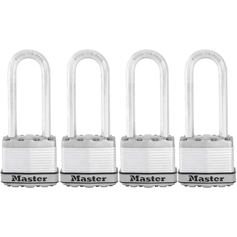 Master Lock Heavy Duty Outdoor Padlock with Key, 1-3/4 in. Wide, 2-1/2 in. Shackle, 4 Pack