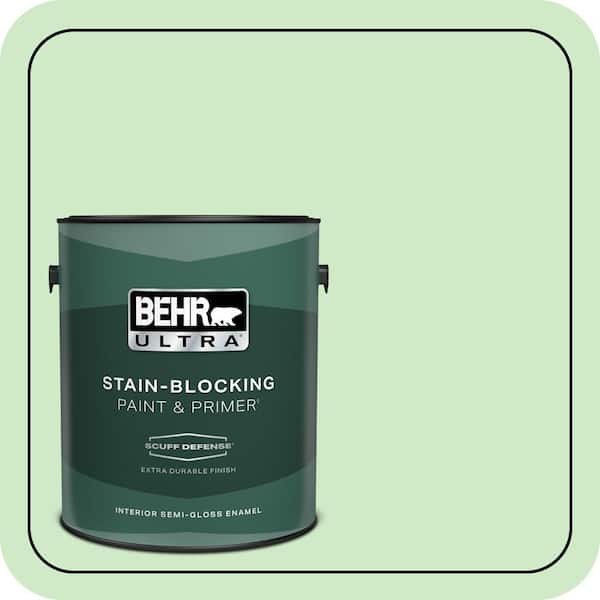 BEHR PREMIUM PLUS 5 gal. #440A-3 Mint Frappe Semi-Gloss Enamel Low Odor Interior Paint & Primer (3)