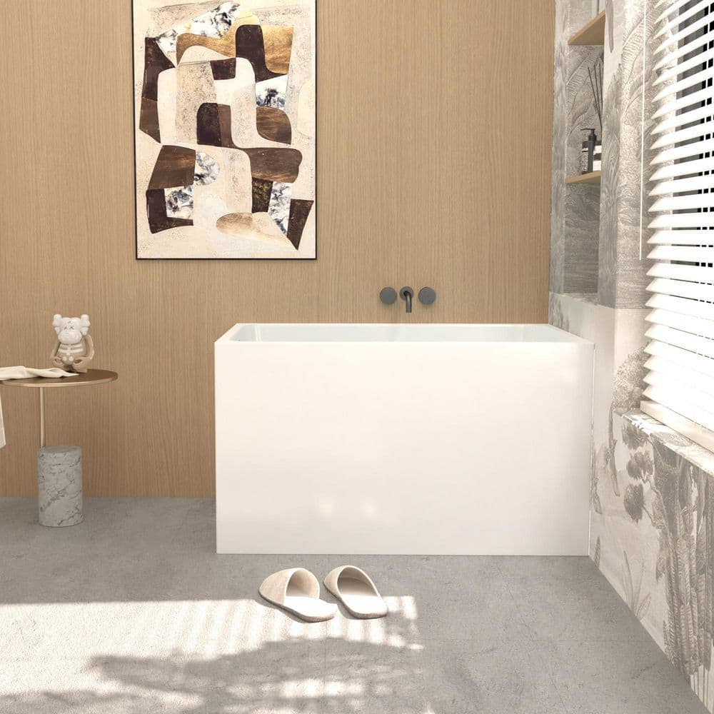 Boosicavelly 43.3 in. x 27.6 in. Soaking Bathtub with Drain in Gloss White (2)