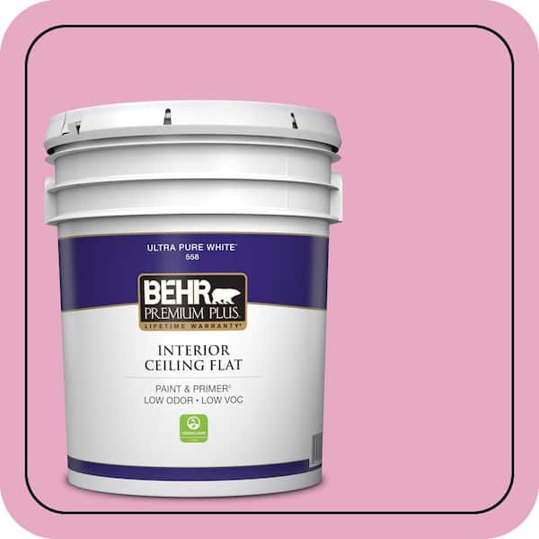 BEHR PREMIUM PLUS 5 gal. #P130-3 Little Princess Ceiling Flat Interior Paint & Primer (2)