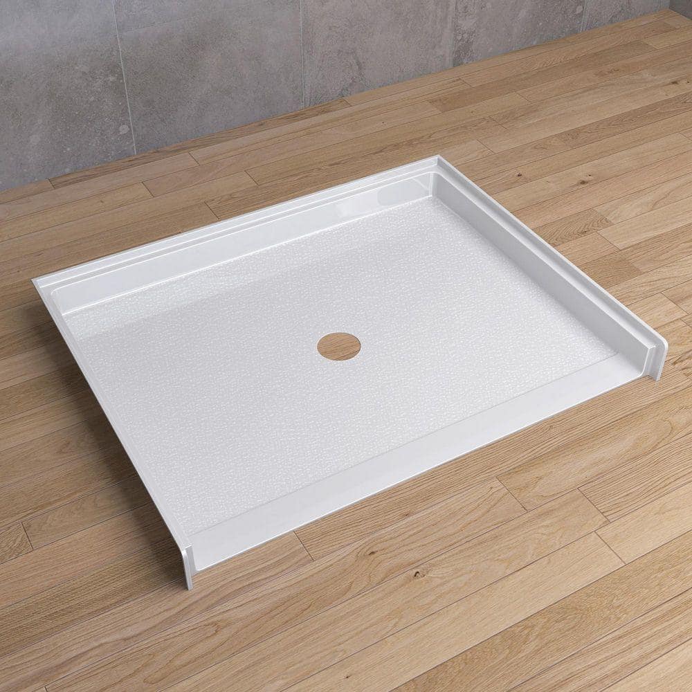 NTQ 48 in.L x 38 in.W Acrylic Single Threshold Shower Pan Alcove Rectangular ADA Shower Pan Base with Center Drain in White (3)