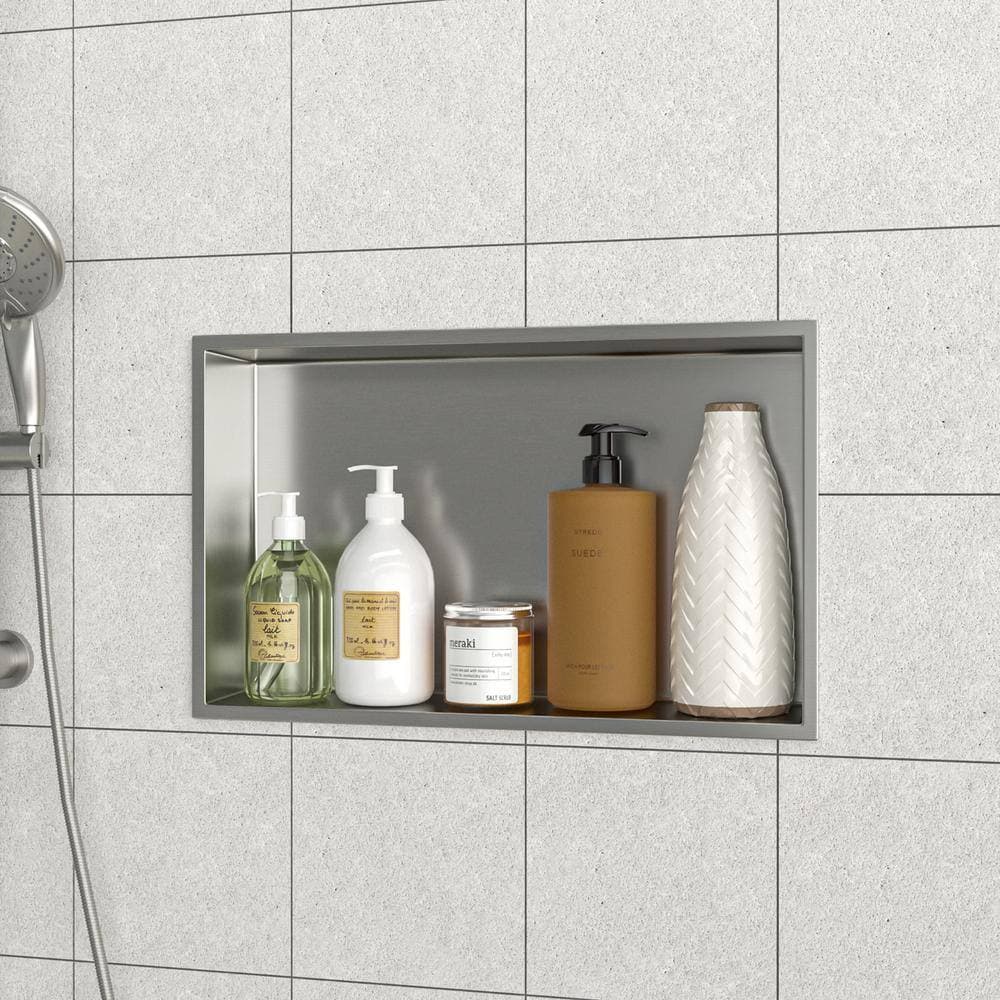 RAINLEX 21 in. W x 13 in. H x 3.94 in. D Stainless Steel Shower Niche (Set of 1) Pieces in Brushed Nickel (3)