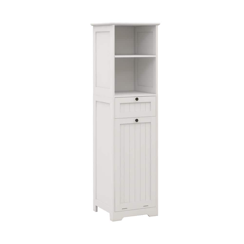 Miscool Avex 15.75 in. W x 13.78 in. D x 55.12 in. H White Wood Bathroom Storage Cabinet Tilt-Out Laundry Sorter Cabinet (1)