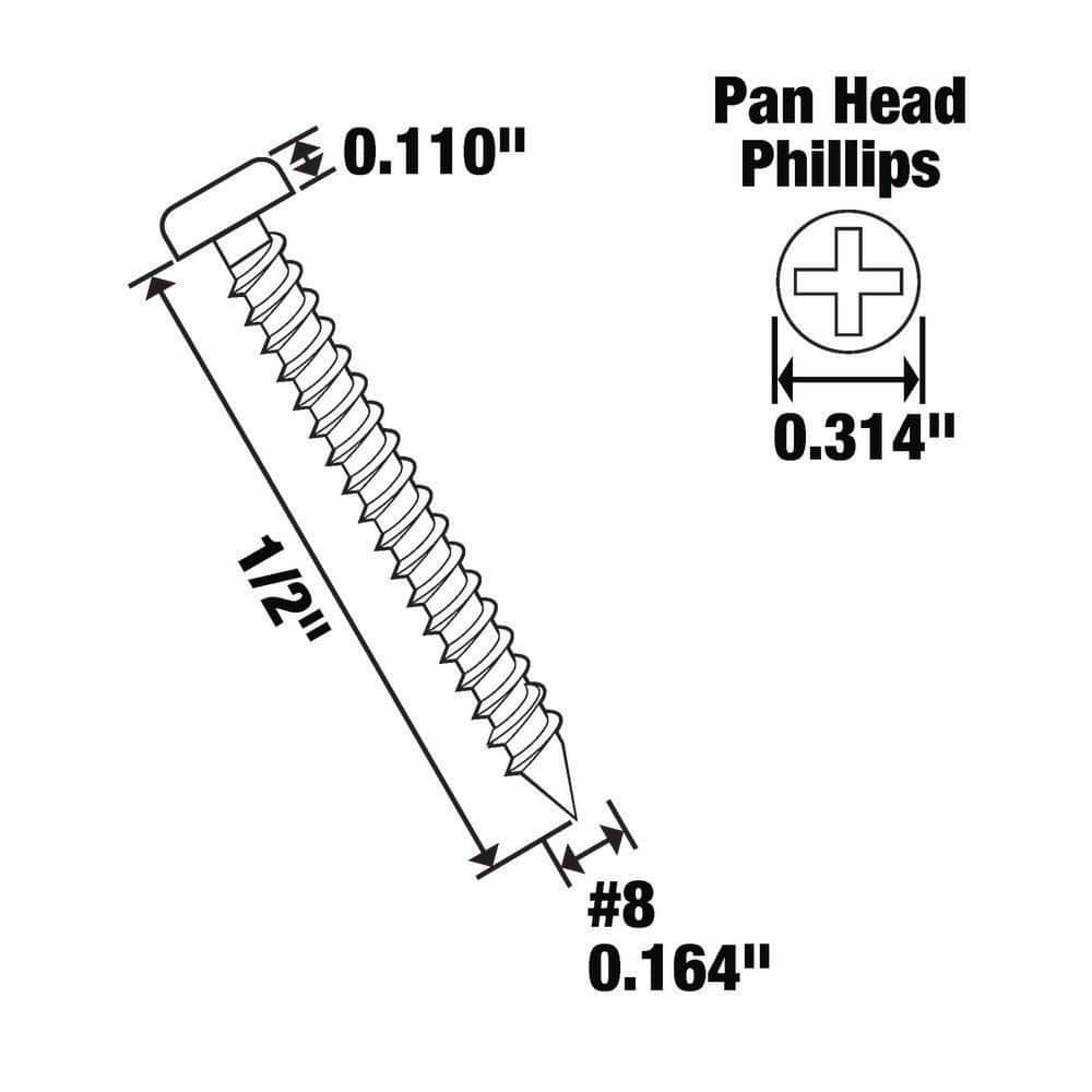Everbilt #8 x 1/2 in. Phillips Pan Head Zinc Plated Sheet Metal Screw (100-Pack) (3)