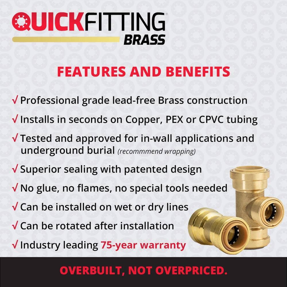 QUICKFITTING 3/4 in. Push-to-Connect x FNPT (Female) Brass 90° Drop Ear Elbow Fitting with Slip Clip Release Tool (4-Pack) (3)
