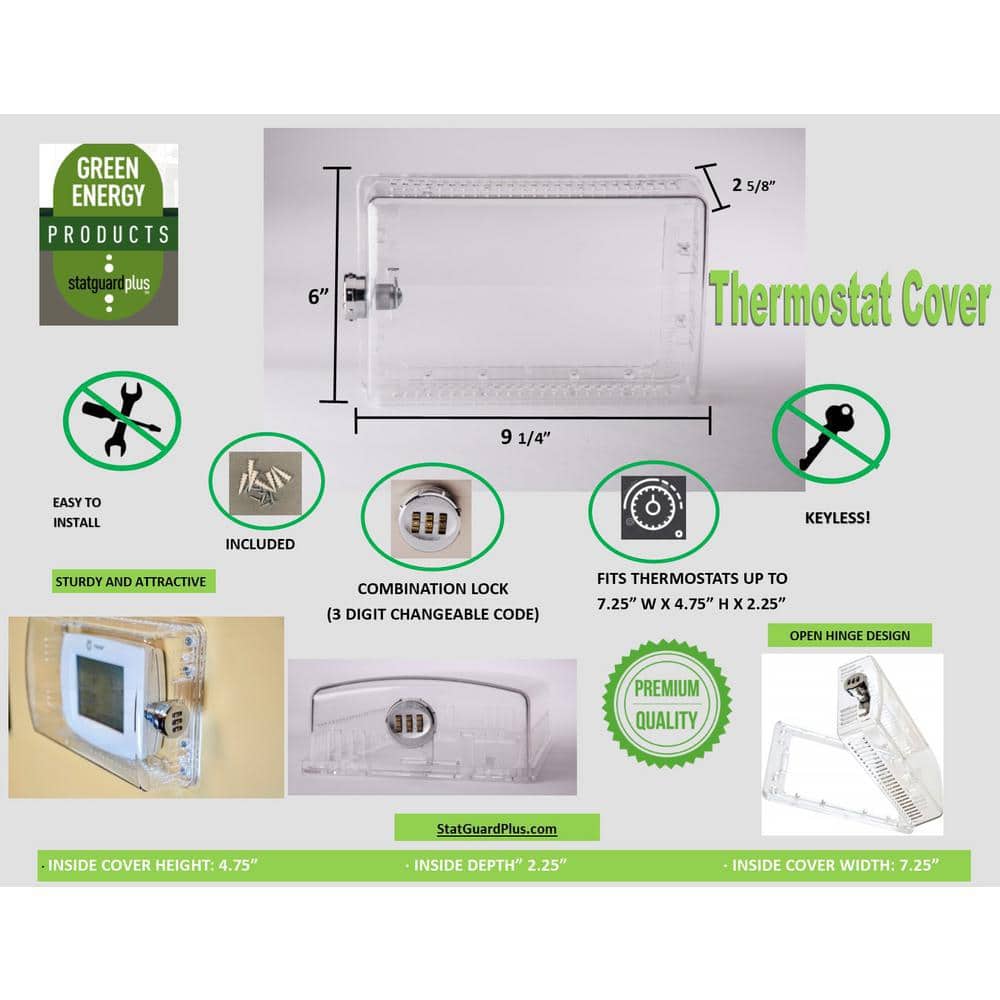 StatGuardPlus Universal Thermostat Guard Clear with Changeable Code Combination Lock (2)