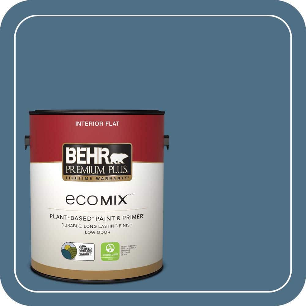 BEHR PREMIUM PLUS 1 gal. #S500-6 Shipyard Flat EcoMix Plant-Based Interior Paint & Primer (1)