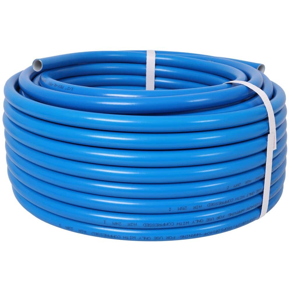 WRIGHTMASTER 1/2in. x 200ft Air Compressor Piping, High Quality PEX-AL-PEX Tubing,Air Hose Kit Air Compressor Accessories,Blue Tubing (1)