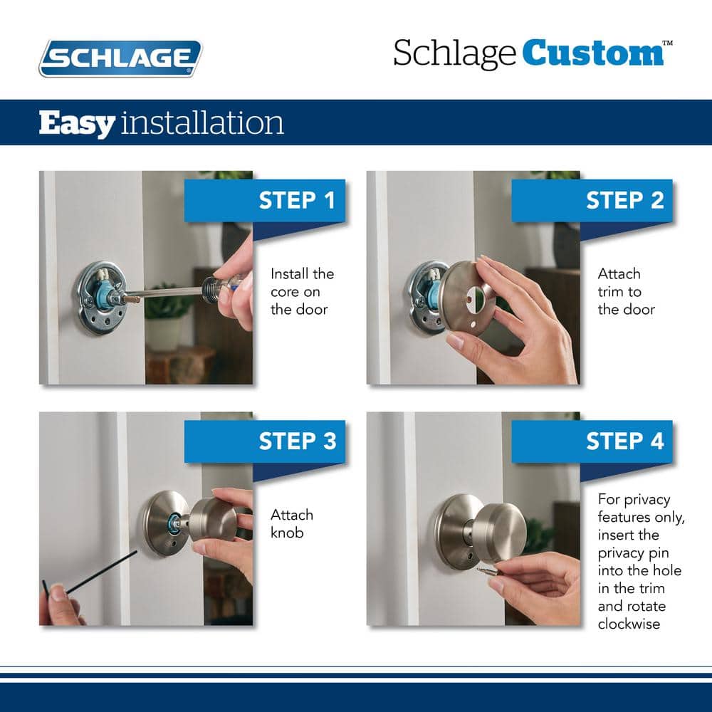 Schlage Custom Alexandria Satin Nickel Combined Interior Glass Door Knob with Alden Trim (3)