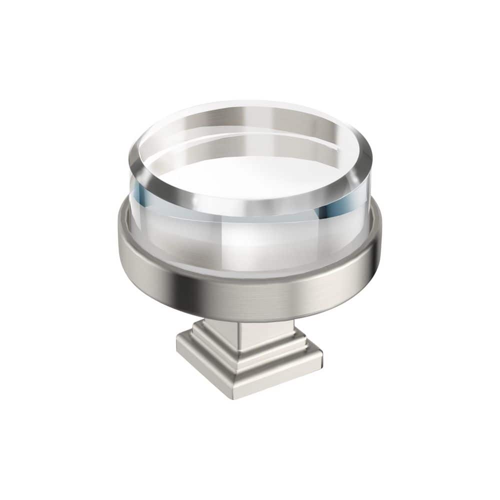 Amerock Glacio 1-1/2 in. (38mm) Diameter Clear/Satin Nickel Round Cabinet Knob
